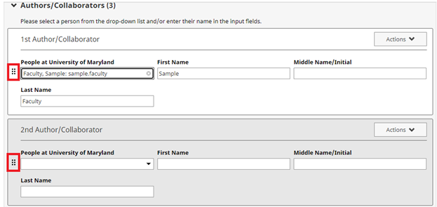 reorder tool for collaborators/authors