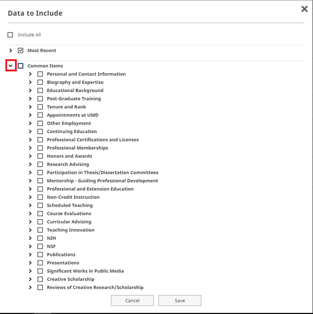 data to include popup