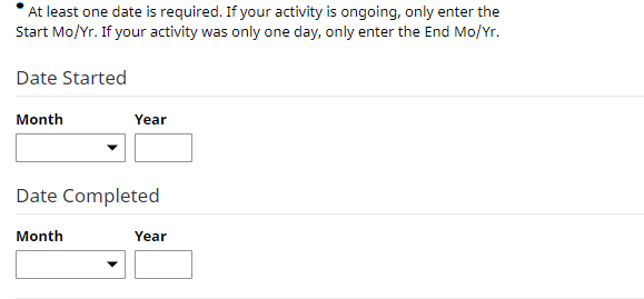 Date fields on activity edit screen