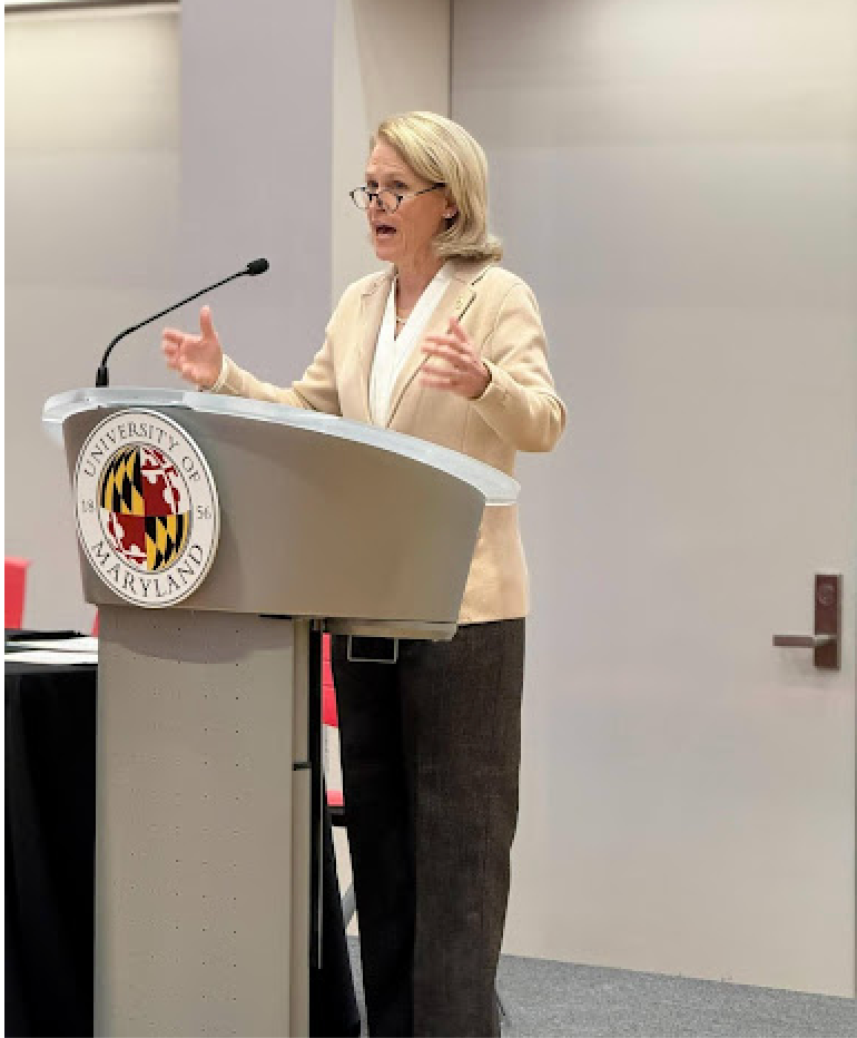 Senior Vice President and Provost Jennifer King Rice addressing PTK attendees