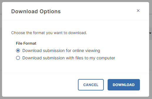 download options are online viewing or files to the computer