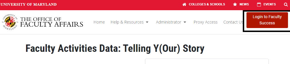 Login button at top right of https://faculty.umd.edu/activity page
