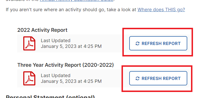 Refresh Report buttons