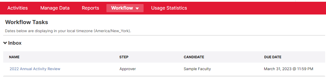 Workflow Task Inbox