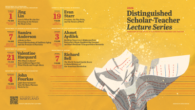 2026 Distinguished Scholar Teacher Visual, crumpled notebook paper falling on yellow background